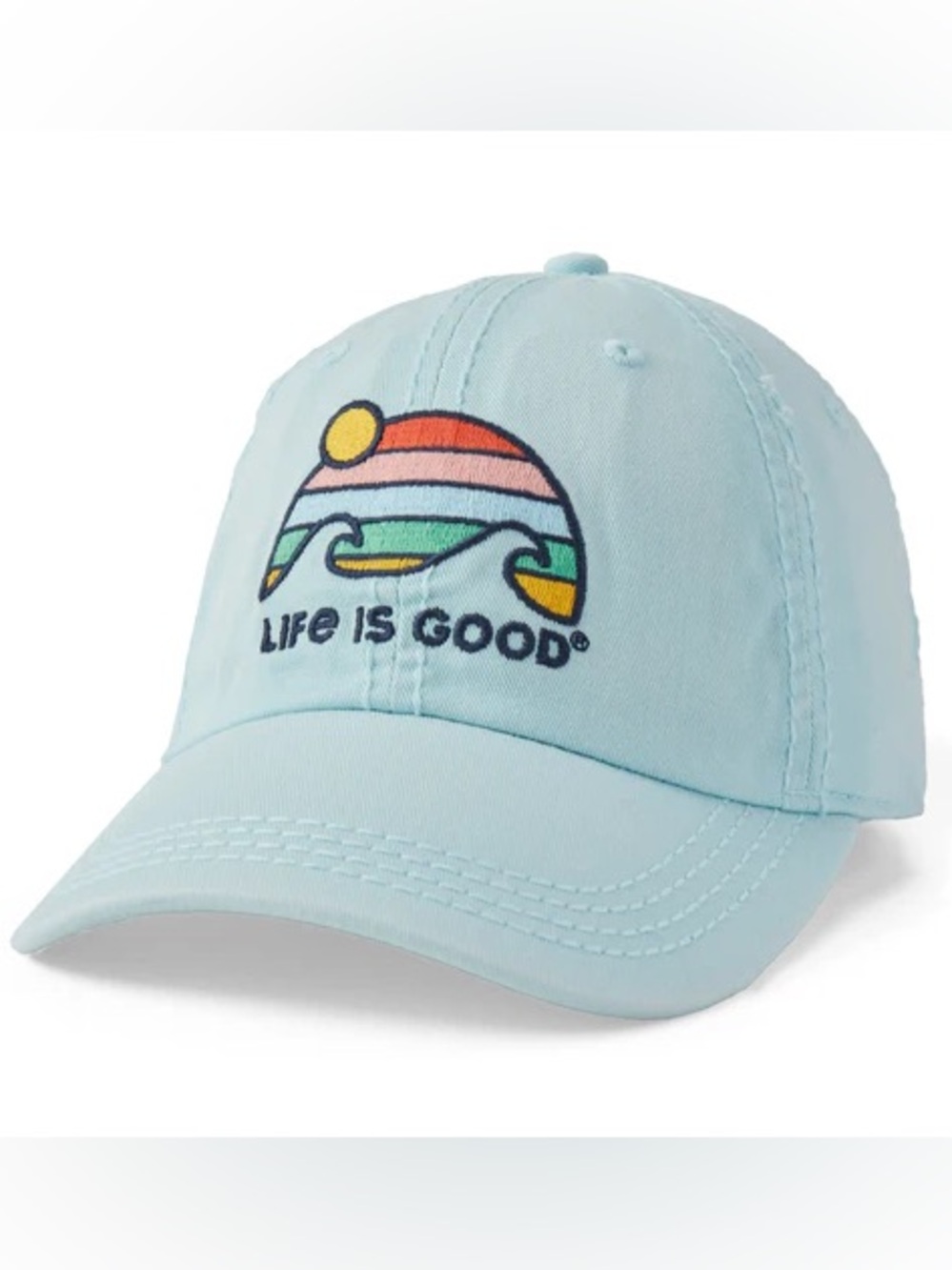 Life Is Good Baby Blue Large Embroidered Logo Strapback Hat Cap